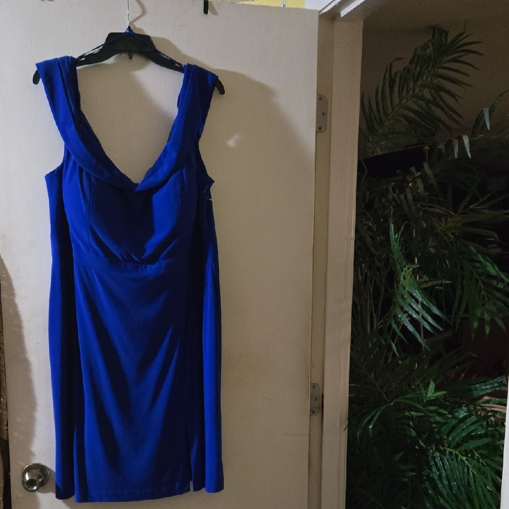 Royal Blue Sleeveless Off The Shoulder Dress